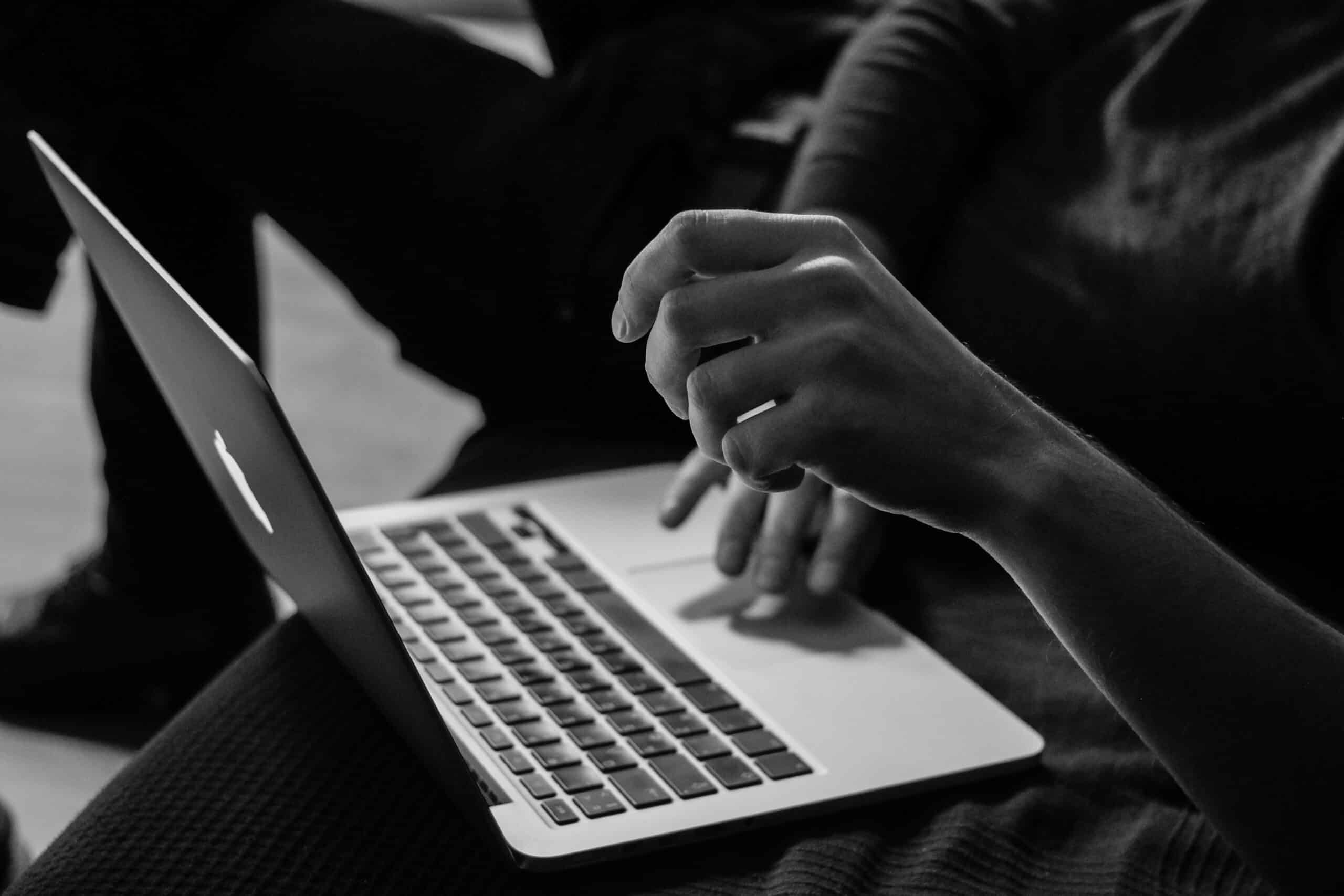 Customer engaging thoughtfully with a digital product - Nurture Machines Customer engaging thoughtfully with a digital product