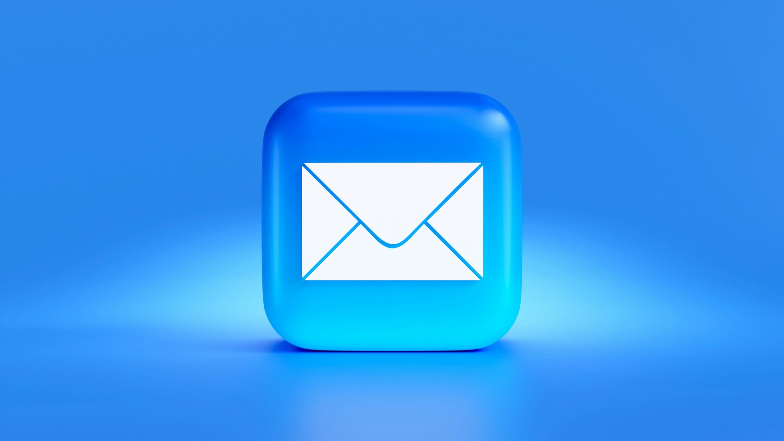 3D email icon on a blue background representing core tools used in lead nurturing automation systems.