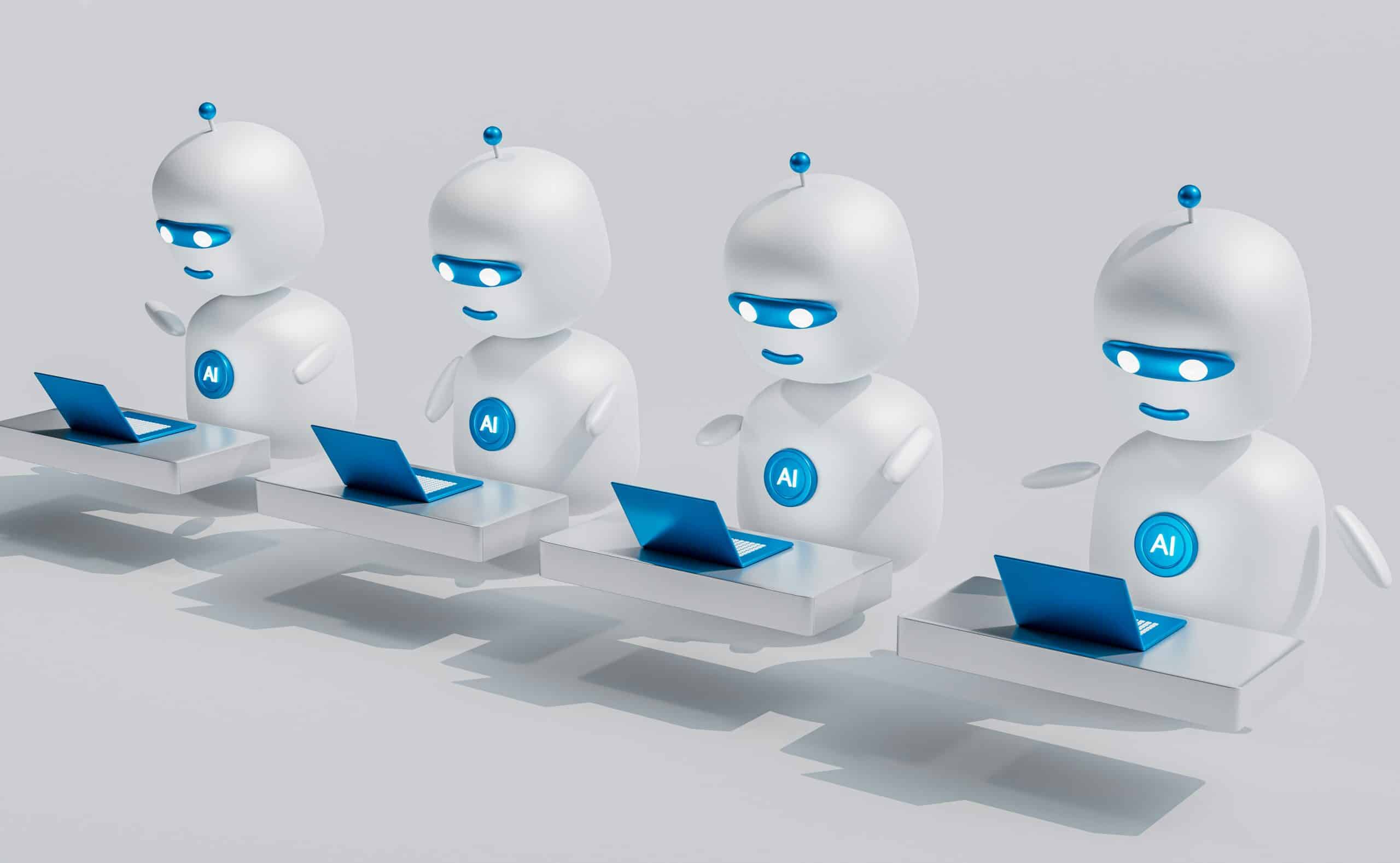 AI bots with laptops