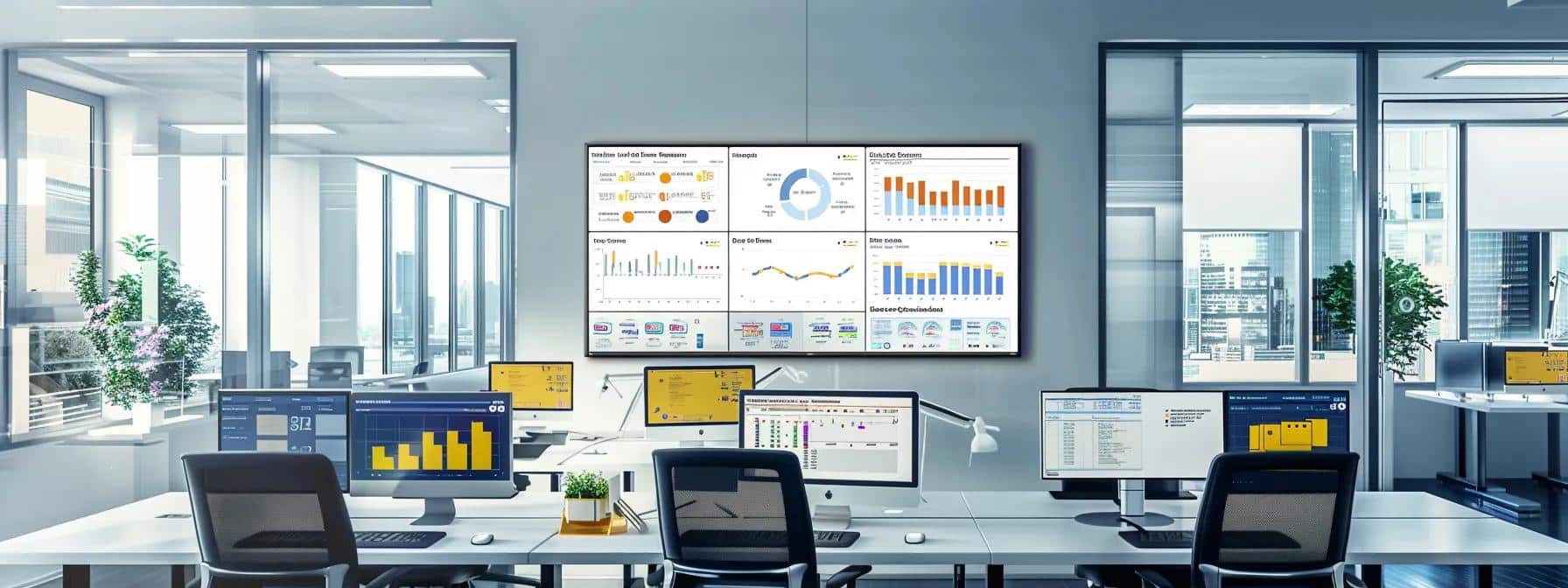 a bustling office environment showcases a sleek digital dashboard displaying vibrant data visualizations and customer analytics, highlighting the dynamic process of gathering and managing valuable customer information for targeted marketing strategies. - Nurture Machines a bustling office environment showcases a sleek digital dashboard displaying vibrant data visualizations and customer analytics, highlighting the dynamic process of gathering and managing valuable customer information for targeted marketing strategies.