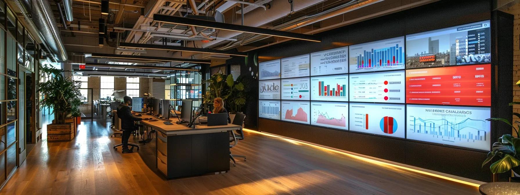 a sleek, modern office space showcases a diverse team of professionals collaborating around a large digital screen displaying vibrant customer profile analytics and demographic data, emphasizing the strategic identification of ideal customer attributes. - Nurture Machines a sleek, modern office space showcases a diverse team of professionals collaborating around a large digital screen displaying vibrant customer profile analytics and demographic data, emphasizing the strategic identification of ideal customer attributes.