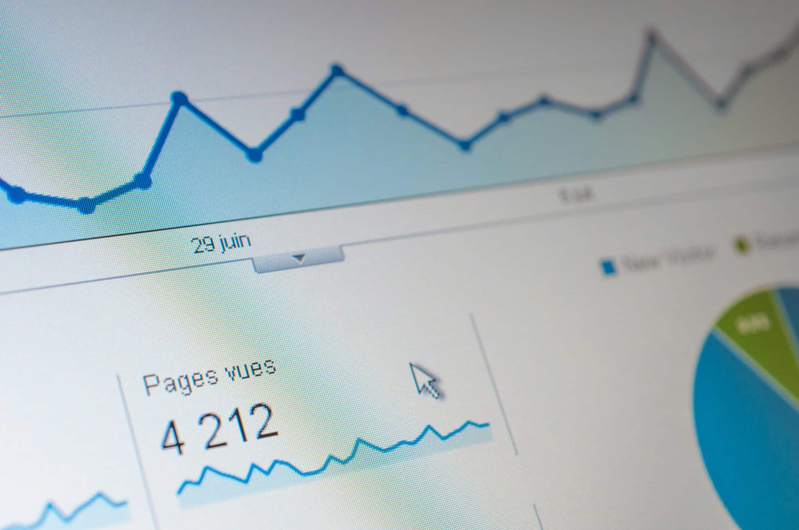 A data dashboard displaying traffic and page view analytics, essential for refining lead capture strategies. - Nurture Machines A data dashboard displaying traffic and page view analytics, essential for refining lead capture strategies.